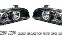 97-03 BMW E39 Halo 1 Piece HID Projector Head Lights - Black