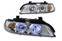97-03 BMW E39 Halo 1 Piece Projector Head Lights - Chrome
