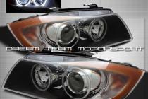 BMW E90 Оптика передняя черная  angel eyes