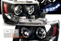 Chevrolet Tahoe 07 Фары черные диодные angel eyes