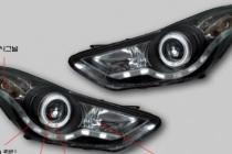 Hyundai Elantra 2011 Оптика черная DRL под ксенон