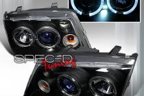 99-04 VW Jetta Dual Halo Blue Tinted Projector Headlights - BLK